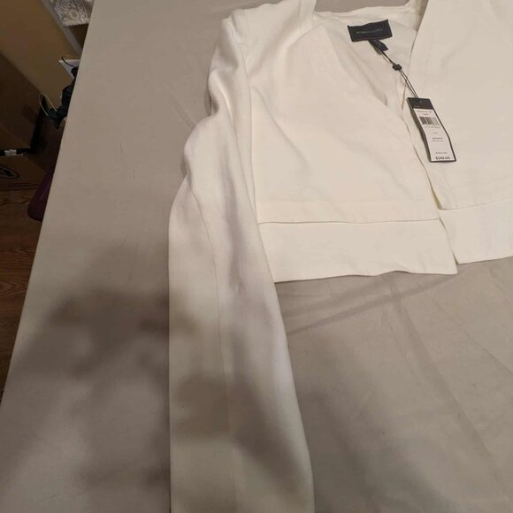 BCBGMAXZRIA "COREY" Cropped Dinner Jacket Womens L Off-White - New With Tag - Picture 3 of 8